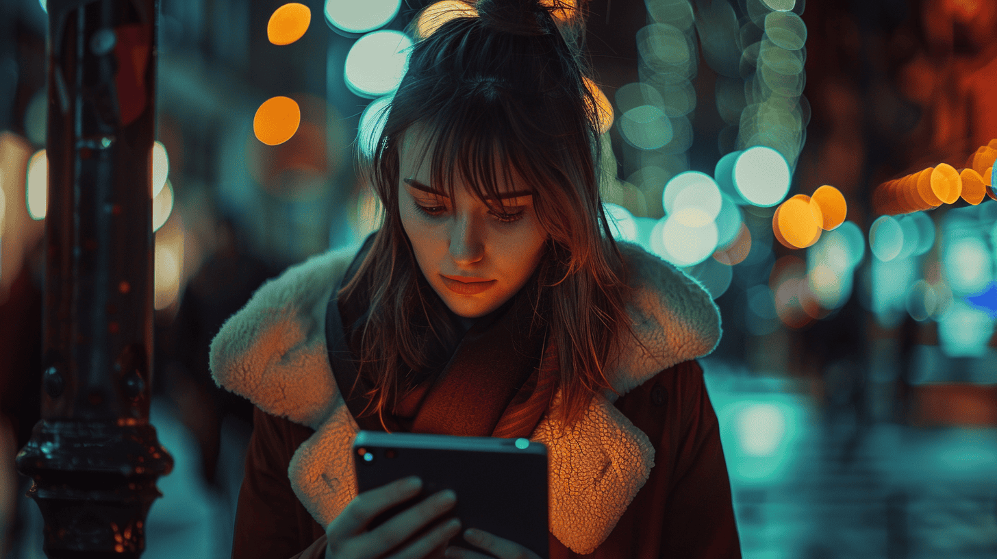 a woman reading an ebook