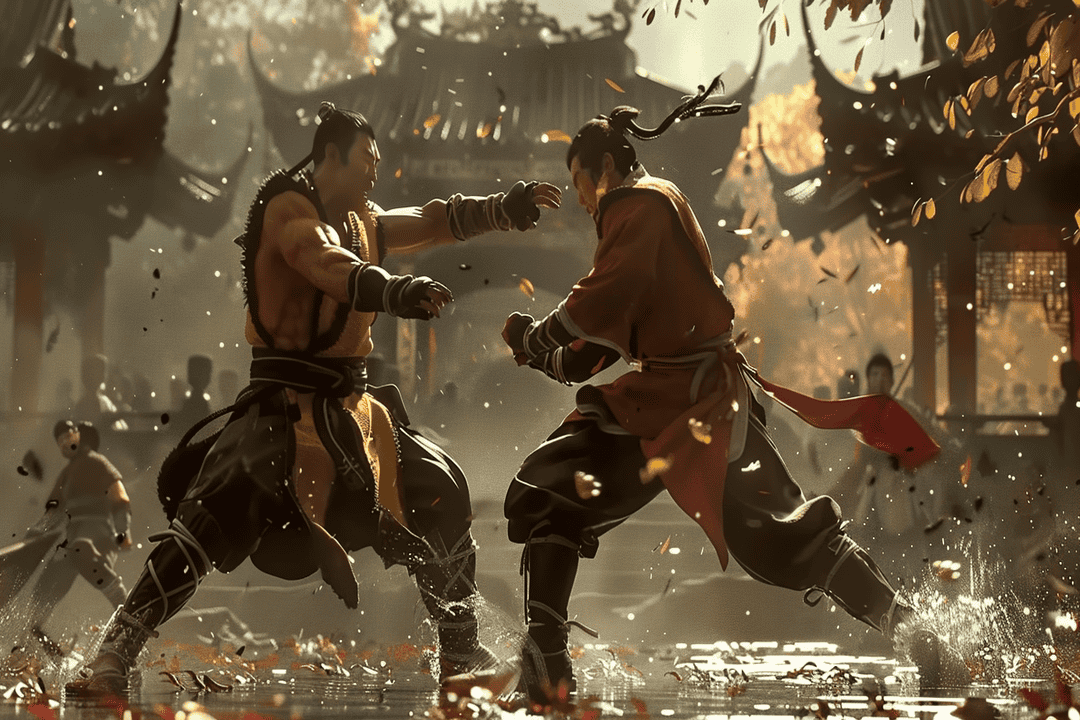 Two characters fighting each other